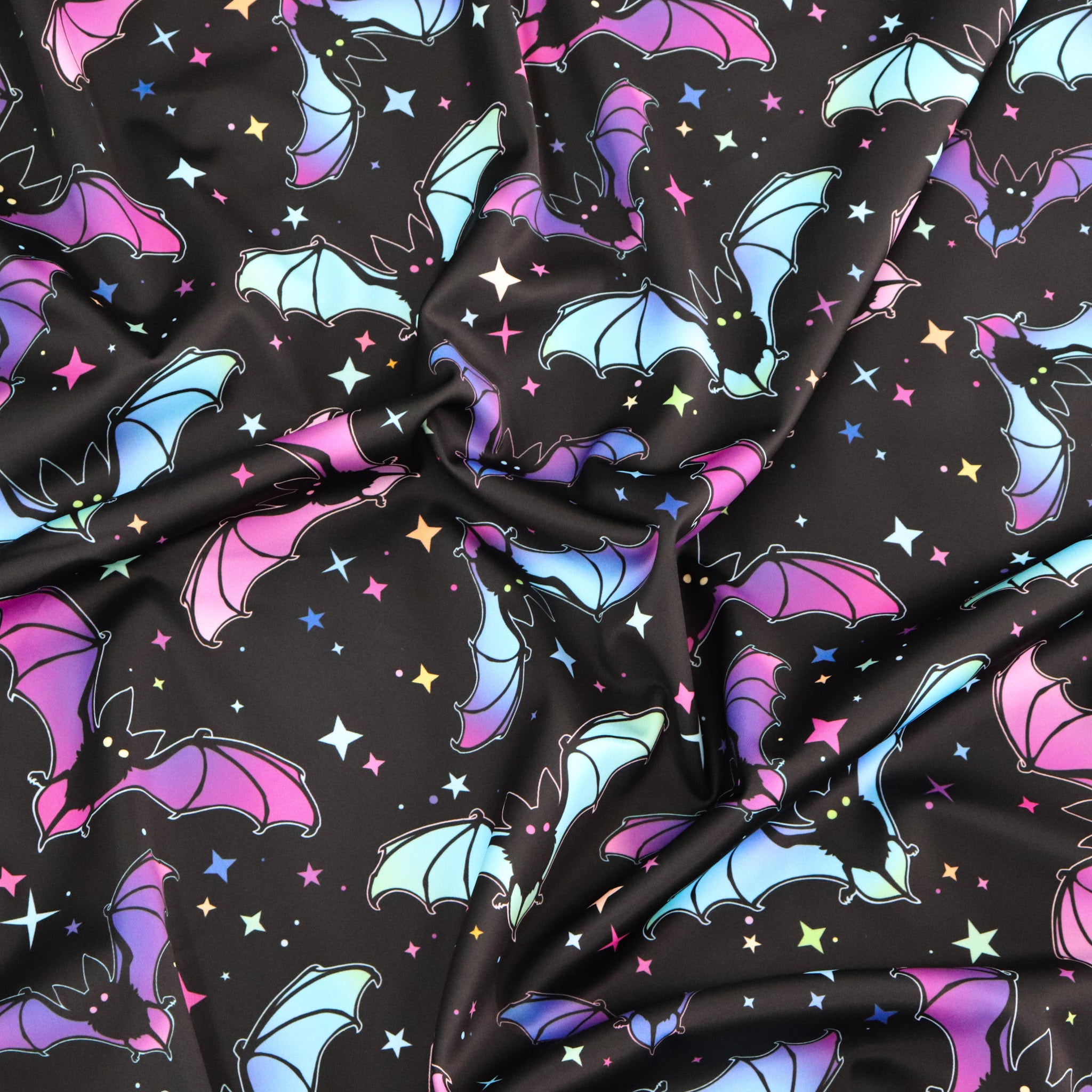 FS1124 Spooky Bats Tie Dye Scuba Jersey Stretch | Fabric | Bats, black, halloween, New, scuba, Spooky | Fabric Styles