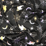 FS1127 Halloween Nightfall Scuba Jersey Stretch | Fabric | Bats, black, halloween, scuba, Spooky, Webs | Fabric Styles