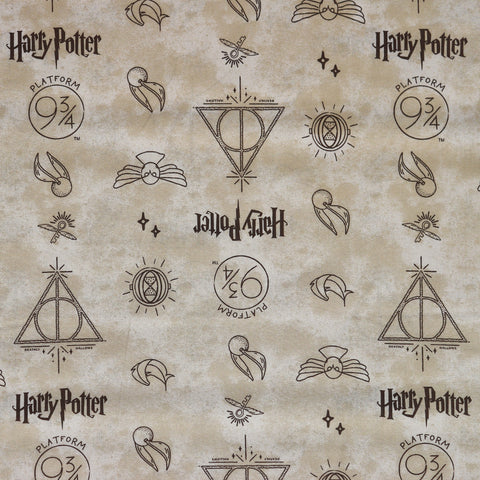 FS635_24 Harry Potter – Golden Snitch (93/4) Cotton Fabric Beige | Fabric | Children, Cotton, Fabric, FS635, Harry Potter, Hogwarts | Fabric Styles