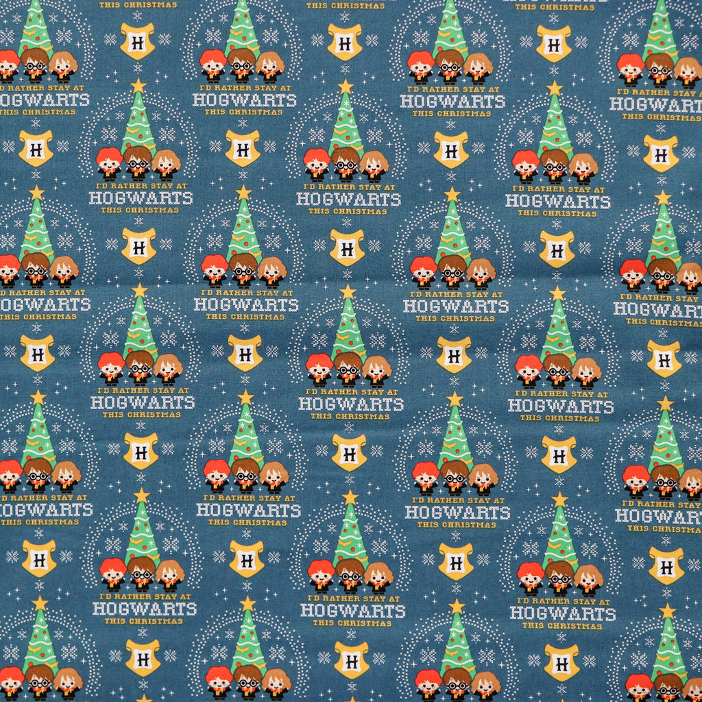 FS635_25 Harry Potter – Hogwarts Christmas Cotton Fabric | Fabric | Children, Christmas, Cotton, Fabric, FS635, Harry Potter, Hogwarts, Santa, XMAS TREE | Fabric Styles