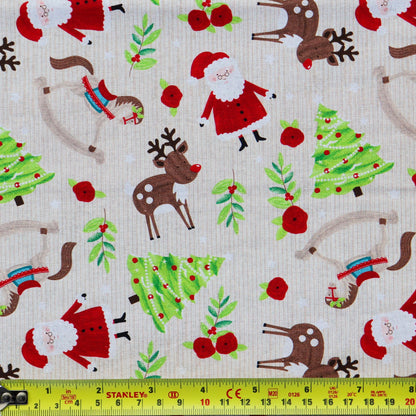 FS1161 Christmas Santa Snowglobes Friends Cotton Fabric Brown | Fabric | 100% Cotton, Christmas, Cotton, drape, Fabric, face, fashion fabric, Hat, making, Reindeer, sewing, Sledge, sleigh, Snake, Snow, Snowflake, snowflakes, Snowing, Snowman, Snowmen, Stars, xmas | Fabric Styles