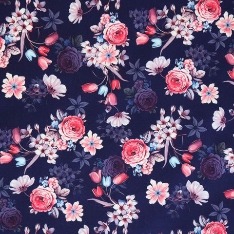 FS1183 Florist Garden Print Scuba Stretch Knit Fabric Navy | Fabric | Blue, Fabric, floral, Flowers, Navy, New, scuba, Small Flowers | Fabric Styles