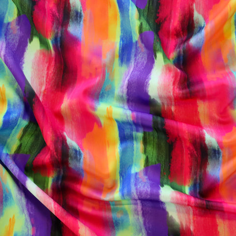 FS1176 Spraylite Tie Dye Print Scuba Stretch Knit Fabric | Fabric | Colourful, drape, Fabric, fashion fabric, New, Nude, paint, paint strokes, Scuba, sewing, Stretchy, tie dye | Fabric Styles