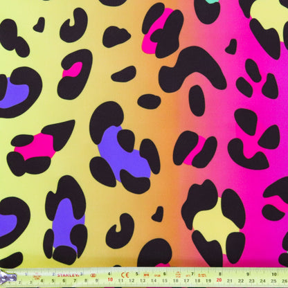 FS1184 Rainbow Hue Leopard Print Scuba Stretch Knit Fabric | Fabric | Animal, fabric, Leopard, Multicolour, New, Rainbow, scuba | Fabric Styles