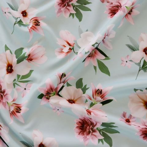 FS1181 Fresh Mint Floral Print Scuba Stretch Knit Fabric | Fabric | fabric, floral, mint, New, scuba | Fabric Styles