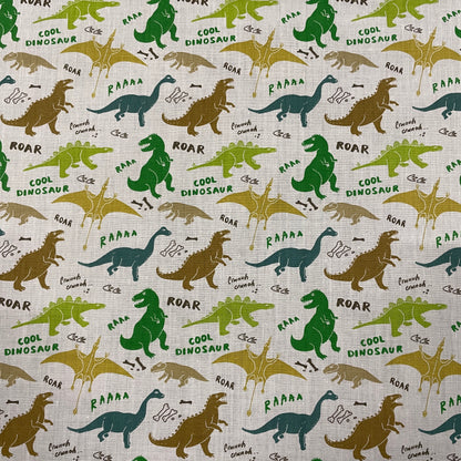 FS857 Cool Dinosaur | Fabric | Animal, Children, Colourful, Cool, Dinosaur, drape, Fabric, fashion fabric, Hearts, Kid, Kids, making, Poly, Poly Cotton, Rose, sewing, Skirt, White | Fabric Styles