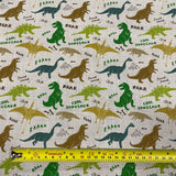 FS857 Cool Dinosaur | Fabric | Animal, Children, Colourful, Cool, Dinosaur, drape, Fabric, fashion fabric, Hearts, Kid, Kids, making, Poly, Poly Cotton, Rose, sewing, Skirt, White | Fabric Styles