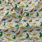 FS857 Cool Dinosaur | Fabric | Animal, Children, Colourful, Cool, Dinosaur, drape, Fabric, fashion fabric, Hearts, Kid, Kids, making, Poly, Poly Cotton, Rose, sewing, Skirt, White | Fabric Styles