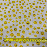 FS856_2 Smiley Emoji | Fabric | Children, Colourful, drape, Emoji, Emotion, Fabric, fashion fabric, Hearts, Kid, Kids, making, Poly, Poly Cotton, Rose, sale, sewing, Skirt, Smiley, White | Fabric Styles