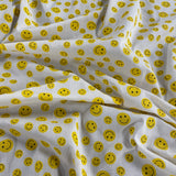 FS856_2 Smiley Emoji | Fabric | Children, Colourful, drape, Emoji, Emotion, Fabric, fashion fabric, Hearts, Kid, Kids, making, Poly, Poly Cotton, Rose, sale, sewing, Skirt, Smiley, White | Fabric Styles