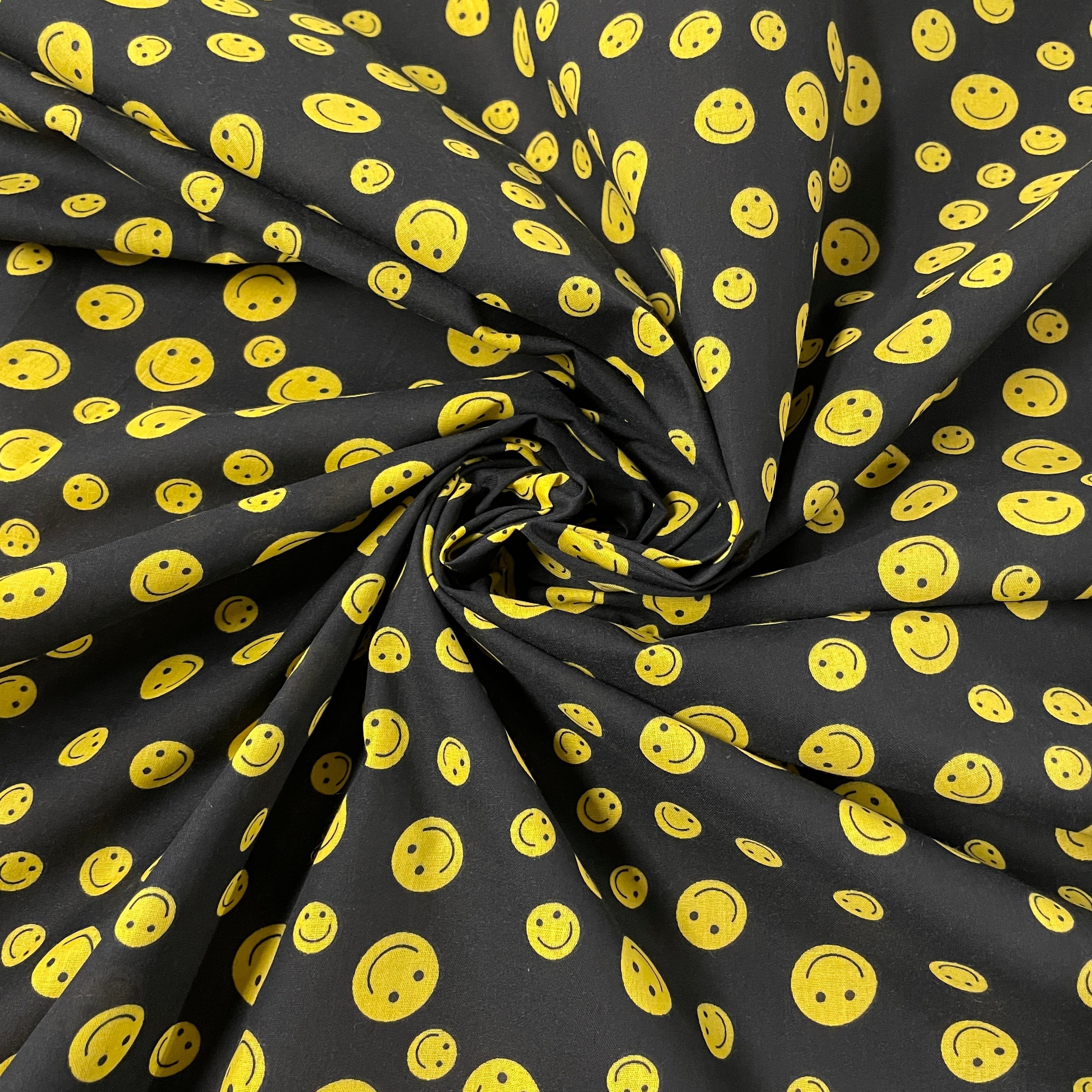FS856_1 Smiley Emoji | Fabric | Children, Colourful, drape, Emoji, Emotion, Fabric, fashion fabric, Hearts, Kid, Kids, making, Navy, Poly, Poly Cotton, sale, sewing, Skirt, Smiley, White | Fabric Styles