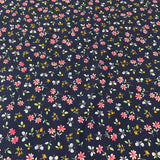 FS854_2 Navy Small Floral Cotton Poplin | Fabric | Button, Buttons, Cotton, Cotton Poplin, drape, Fabric, fashion fabric, Floral, Flower, Kids, making, Rose, Roses, Sale, sewing, Skirt, Woven | Fabric Styles