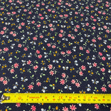 FS854_2 Navy Small Floral Cotton Poplin | Fabric | Button, Buttons, Cotton, Cotton Poplin, drape, Fabric, fashion fabric, Floral, Flower, Kids, making, Rose, Roses, Sale, sewing, Skirt, Woven | Fabric Styles