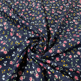 FS854_2 Navy Small Floral Cotton Poplin | Fabric | Button, Buttons, Cotton, Cotton Poplin, drape, Fabric, fashion fabric, Floral, Flower, Kids, making, Rose, Roses, Sale, sewing, Skirt, Woven | Fabric Styles