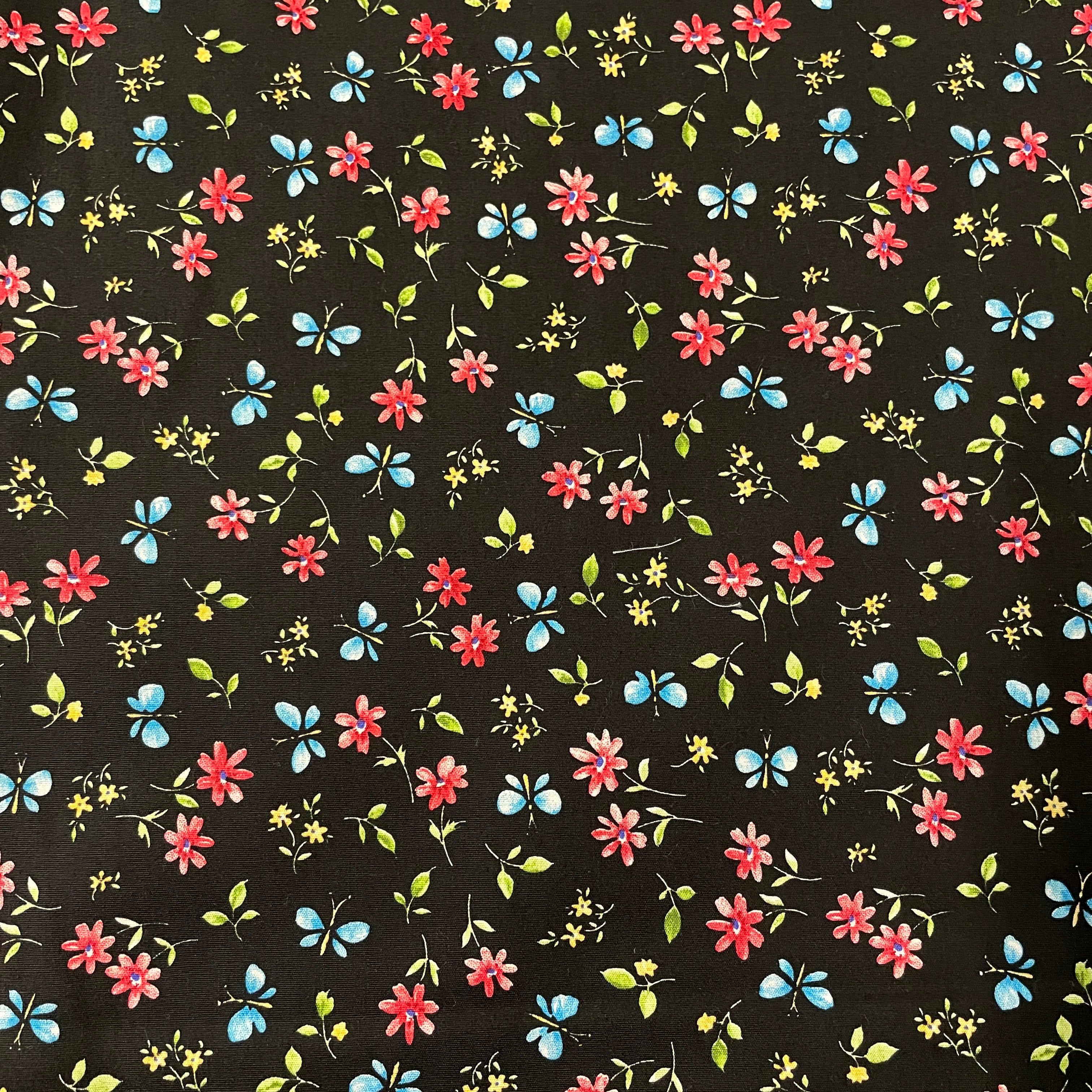 FS854_1 Black Small Floral Cotton Poplin | Fabric | Button, Buttons, Cotton, Cotton Poplin, drape, Fabric, fashion fabric, Floral, Flower, Kids, making, Rose, Roses, Sale, sewing, Skirt, Woven | Fabric Styles