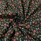 FS854_1 Black Small Floral Cotton Poplin | Fabric | Button, Buttons, Cotton, Cotton Poplin, drape, Fabric, fashion fabric, Floral, Flower, Kids, making, Rose, Roses, Sale, sewing, Skirt, Woven | Fabric Styles