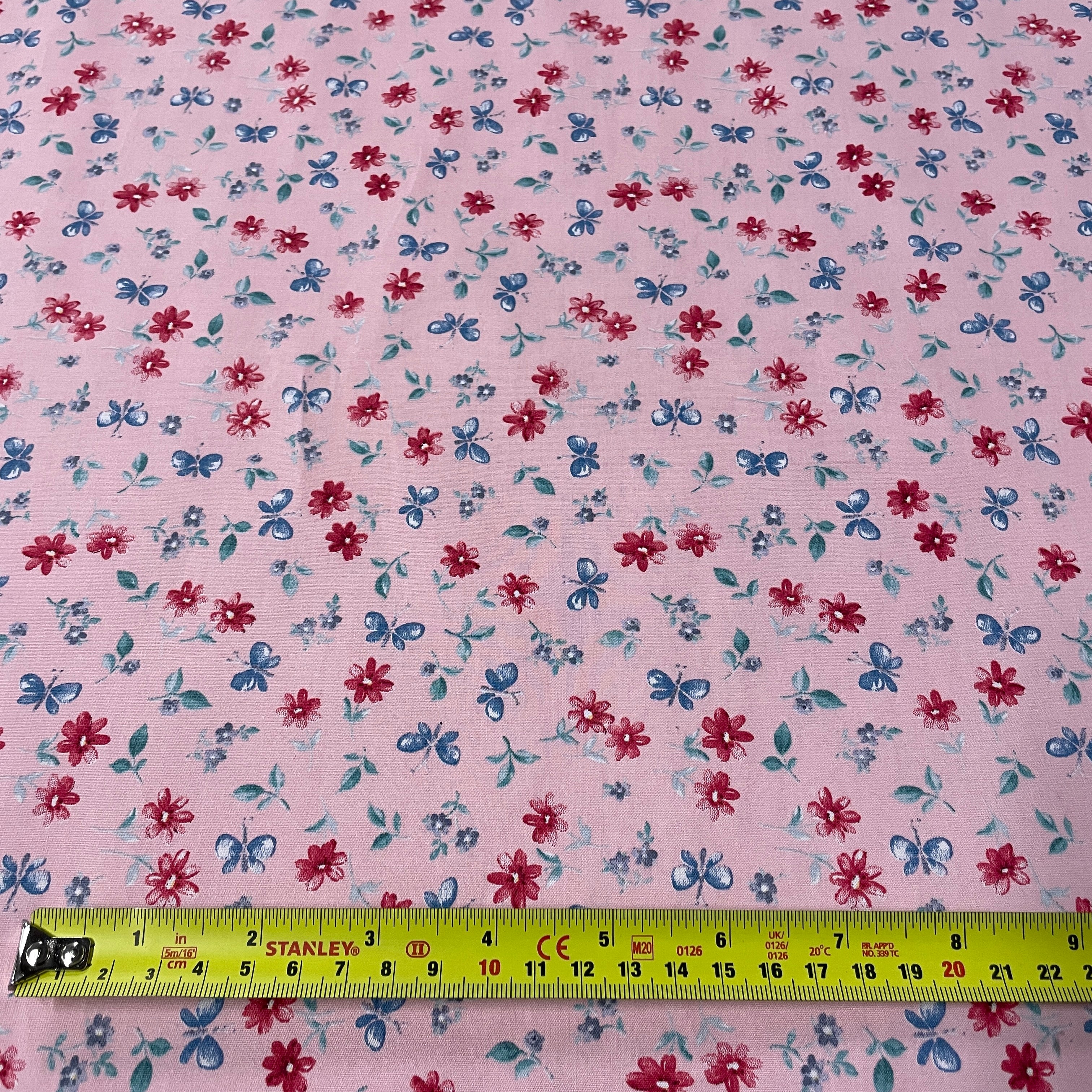 FS854_3 Pink Small Floral Cotton Poplin | Fabric | Button, Buttons, Cotton, Cotton Poplin, drape, Fabric, fashion fabric, Floral, Flower, Kids, making, Rose, Roses, sale, sewing, Skirt, Woven | Fabric Styles