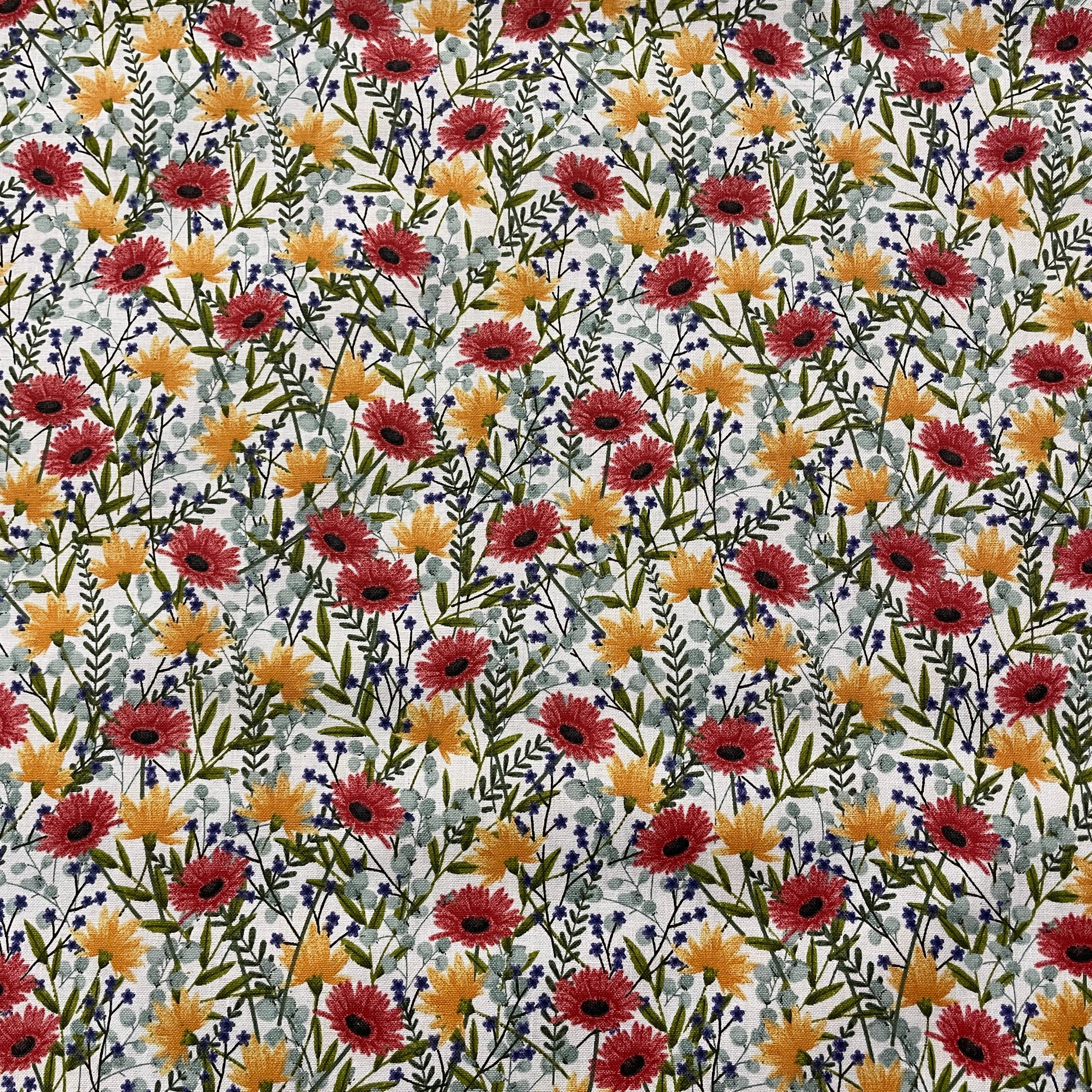 FS864 Beehive Multi Floral Cotton Fabric White | Fabric | Cotton, drape, Fabric, fashion fabric, Floral, Flower, making, Rose, Roses, Sale, sewing, Skirt, Woven | Fabric Styles