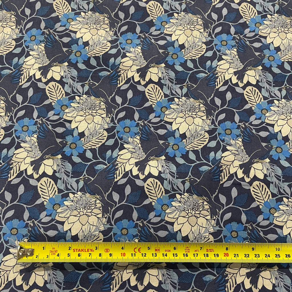 FS865 Floral Cotton Fabric Blue | Fabric | Cotton, drape, Fabric, fashion fabric, Floral, Flower, making, Rose, Roses, Sale, sewing, Skirt, Woven | Fabric Styles