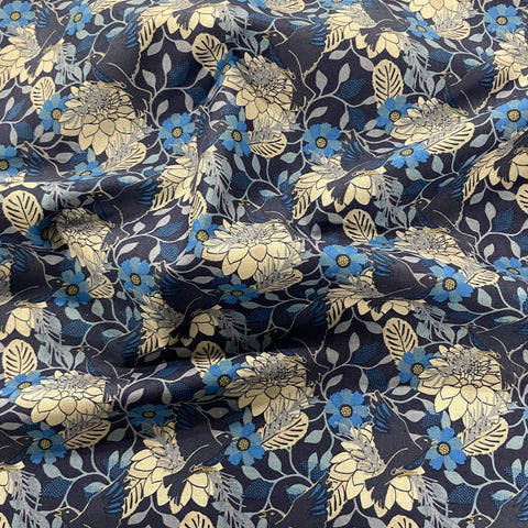 FS865 Floral Cotton Fabric Blue | Fabric | Cotton, drape, Fabric, fashion fabric, Floral, Flower, making, Rose, Roses, Sale, sewing, Skirt, Woven | Fabric Styles