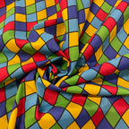 FS687_2 Royal Harlequin Polycotton | Fabric | Black, Check, drape, Fabric, fashion fabric, Harlequin, making, Multicolour, Poly, Poly Cotton, sewing, Skirt, Squares, Tartan, White | Fabric Styles