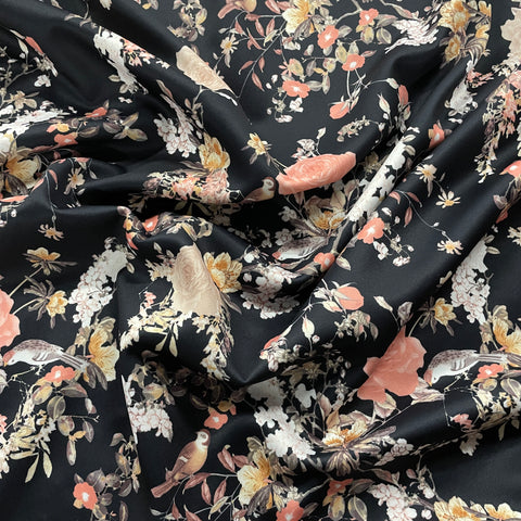 FS898 Black Floral | Fabric | Black, Fabric, fashion fabric, Floral, jersey, Purple, Sale, scuba, sewing, stretch | Fabric Styles