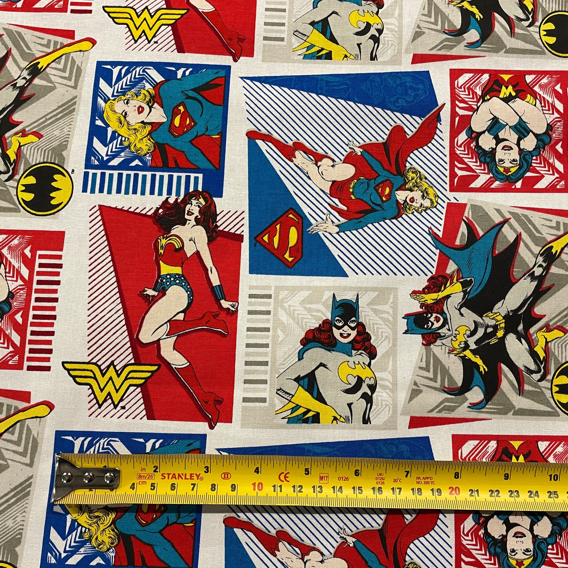 FS783_6 Heroines Stacked Original Heroes | Fabric | Batman, Batwoman, Blue, Brand, Branded, Children, comic, comics, Cotton, Cotton SALE, dc, drape, Fabric, fashion fabric, flash, hero, Kaboom, Kids, Light blue, logo, making, man, Navy, Pow, super, superhero, Superman, superwoman | Fabric Styles