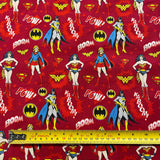 FS783_5 Heroines Stacked Girl Power DC | Fabric | Batman, Batwoman, Blue, Brand, Branded, Children, comic, comics, Cotton, Cotton SALE, dc, drape, Fabric, fashion fabric, flash, hero, Kaboom, Kids, Light blue, logo, making, man, Navy, Pow, Red, super, superhero, Superman, superwoman | Fabric Styles
