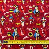 FS783_5 Heroines Stacked Girl Power DC | Fabric | Batman, Batwoman, Blue, Brand, Branded, Children, comic, comics, Cotton, Cotton SALE, dc, drape, Fabric, fashion fabric, flash, hero, Kaboom, Kids, Light blue, logo, making, man, Navy, Pow, Red, super, superhero, Superman, superwoman | Fabric Styles