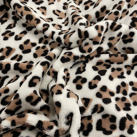 FS925_1 Leopard Cuddle Fleece Fabric Brown | Fabric | Animal, Bright, Brown, Check, Children, Comfort, Cuddle, Cuddle fleece, Cuddly, drape, Fabric, fashion fabric, Fleece, Kids, Leopard, making, Neon, Pets, Polar, Polar Fleece, Polyester, Rainbow, sewing, Skirt, White | Fabric Styles