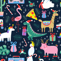 FS1083 Dinosaur Xmas Scuba Stretch Knit Fabric Navy | Fabric | childrens, Christmas, Christmas scuba, christmas tree, Colours, Craft, Crafts, dino, dots, Fabric, Fabrics, fashion fabric, flamingo, kids, scuba, sewing, unicorn, xmas | Fabric Styles