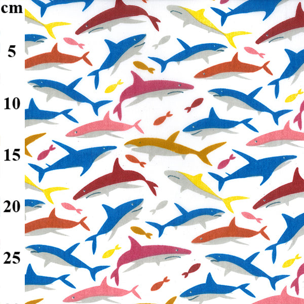 FS736 Sharks | Fabric | Animal, BEAR, Bears, Children, Colourful, drape, Fabric, fashion fabric, Green, Kids, making, Multicolour, Poly, Poly Cotton, sale, sewing, Shark, Sharks, Skirt, White | Fabric Styles