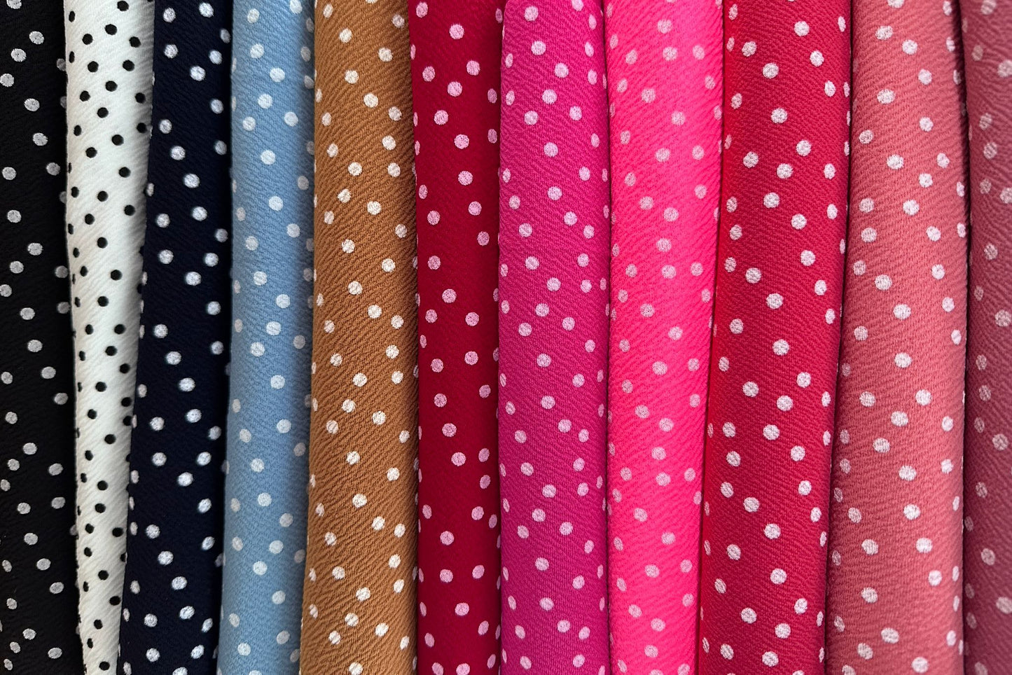 FS589 Polka Dots Liverpool Fabric | Fabric | blue, dots, drape, Elastane, Fabric, fashion fabric, Liverpool, New, Polka dots, polyester, Powder blue, red, sewing, spot, spots, stretch, Stretchy, textured, Waffle, White | Fabric Styles
