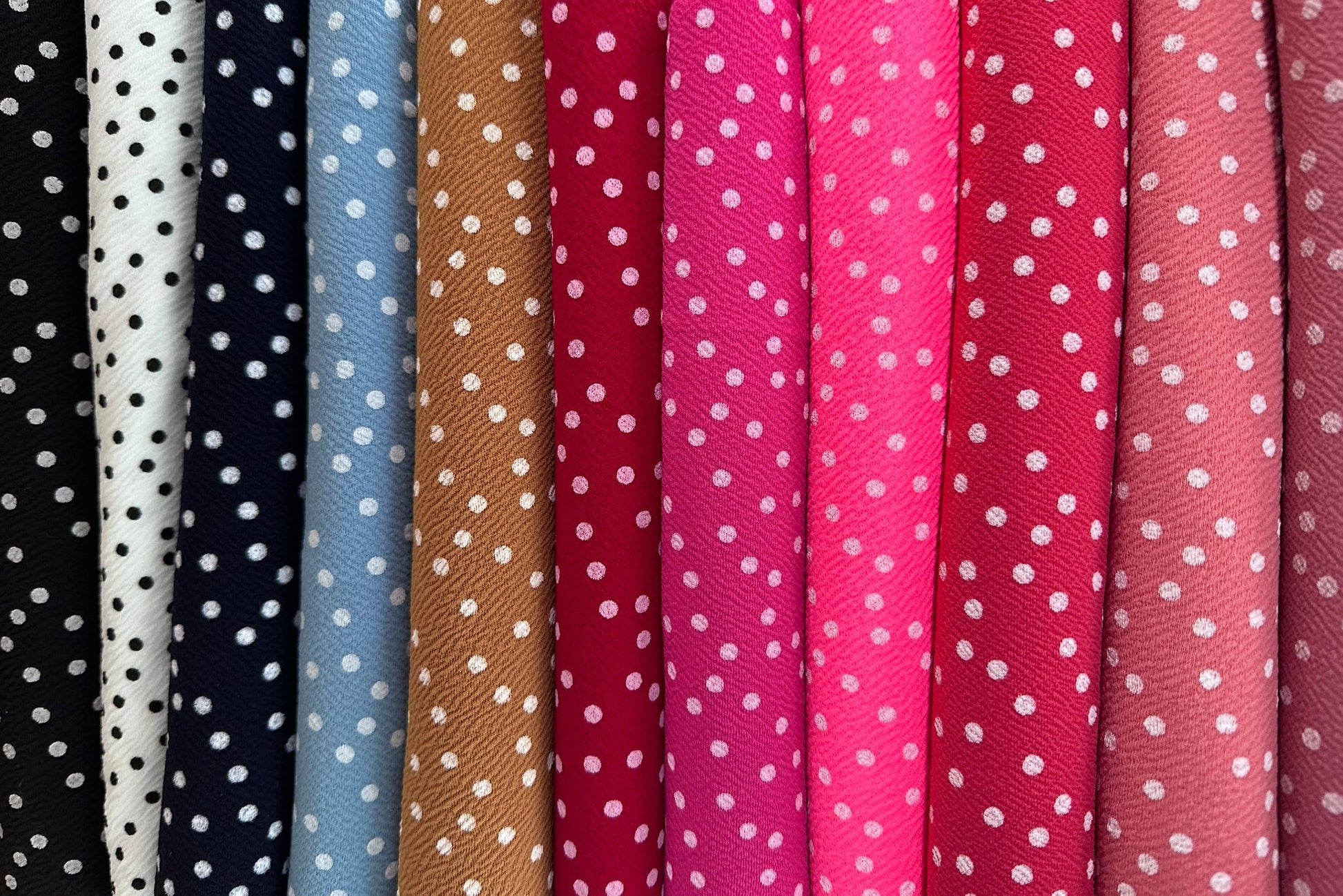 FS589 Polka Dots Liverpool Fabric | Fabric | blue, dots, drape, Elastane, Fabric, fashion fabric, Liverpool, New, Polka dots, polyester, Powder blue, red, sewing, spot, spots, stretch, Stretchy, textured, Waffle, White | Fabric Styles