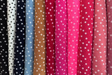 FS589 Polka Dots Liverpool Fabric | Fabric | blue, dots, drape, Elastane, Fabric, fashion fabric, Liverpool, New, Polka dots, polyester, Powder blue, red, sewing, spot, spots, stretch, Stretchy, textured, Waffle, White | Fabric Styles