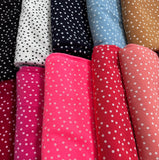 FS589 Polka Dots Liverpool Fabric | Fabric | blue, dots, drape, Elastane, Fabric, fashion fabric, Liverpool, New, Polka dots, polyester, Powder blue, red, sewing, spot, spots, stretch, Stretchy, textured, Waffle, White | Fabric Styles