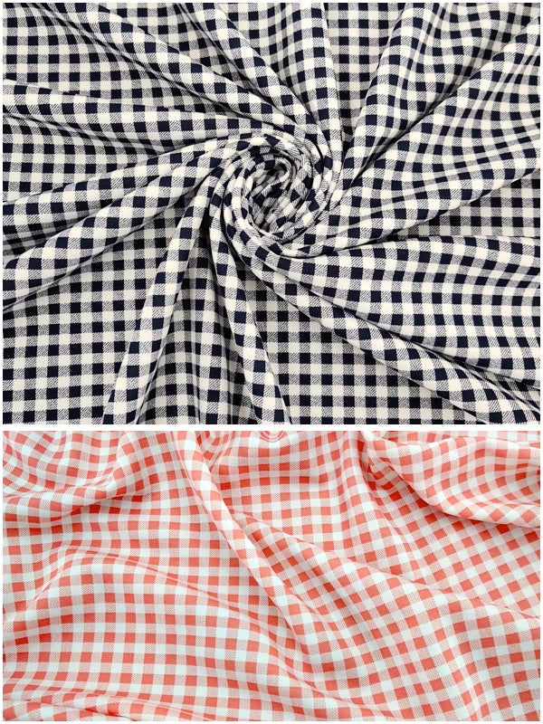 FS130 Gingham Scuba Stretch Fabric Pink & Navy | Fabric | checks, drape, Fabric, fashion fabric, Gingham, jersey, making, Navy, Pink, SALE, Scuba, sewing, Tartan | Fabric Styles