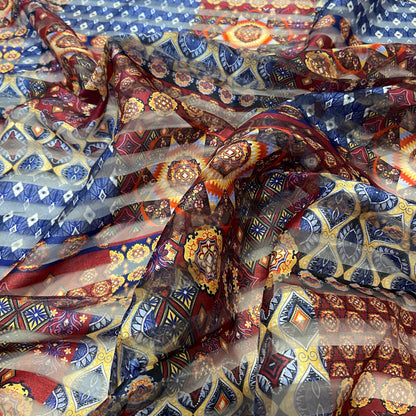 47. Organza Stripe Ethnic | Fabric | Black, brown, dressmaking, elastane, fabric, fabrics, Floral, Flower, flowers, Green, Grey, leggings, Leopard, Limited, Neon, Organsa, Organza, SALE, skirt, stretchy, Stripe, Tie Dye, White | Fabric Styles