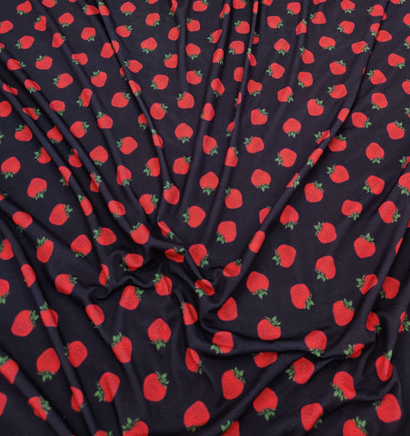 FS650 Strawberry | Fabric | drape, Fabric, fashion fabric, fruit, fruits, jersey, making, Sale, sewing, spun polyester, Spun Polyester Elastane, strawberry, stretch, Stretchy | Fabric Styles