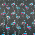 FS1000_2 Flamingo Scuba Stretch Knit Fabric Black blue | Fabric | black, childrens, Conversational, fabric, flamingo, jersey, kids, knit, purple, scuba, stretch | Fabric Styles