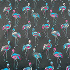 FS1000_2 Flamingo Scuba Stretch Knit Fabric Black blue | Fabric | black, childrens, Conversational, fabric, flamingo, jersey, kids, knit, purple, scuba, stretch | Fabric Styles