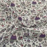 FS815_1 White Princess Polycotton | Fabric | Butterfly, Castle, Children, Colourful, drape, Fabric, fashion fabric, Hearts, Kid, Kids, making, Navy, Poly, Poly Cotton, Princess, Rose, sale, sewing, Skirt, White | Fabric Styles