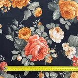 FS970 Floral Stretch Knit Fabric Black | Fabric | blue, broom, Children, drape, elastane, Fabric, fashion fabric, Floral, Flower, jersey, Kids, Knit, Knitwear, Loungewear, making, Pink, Polyester, Potions, Potter, sale, sewing, Skirt, Stretchy | Fabric Styles