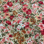 FS818_2 Beige Floral Cotton Poplin | Fabric | Button, Buttons, Cotton, Cotton Poplin, drape, Fabric, fashion fabric, Floral, Flower, Kids, making, Rose, Roses, Sale, sewing, Skirt | Fabric Styles