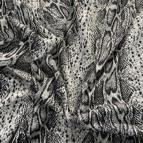 FS720 Jacquard Snake Skin Stretch Knit Fabric Grey | Fabric | animal, drape, Elastane, Fabric, fashion fabric, Knitwear, Loose Knit, Nude, Pink, Polyester, sewing, snake, Soft, Stretchy | Fabric Styles