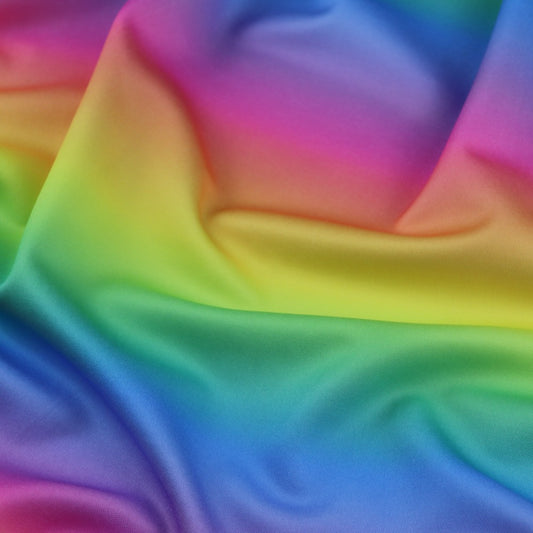 FS1098 Rainbow Tie Dye Scuba Stretch Fabric | Fabric | Colourful, drape, Fabric, fashion fabric, New, Nude, paint, paint strokes, Scuba, sewing, Stretchy, tie dye | Fabric Styles