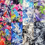 FS091 Tie Dye Marble Scuba Stretch Knit Fabric & Spandex Sportswear Swim Fabric | Fabric | Black, Blue, drape, Fabric, fashion fabric, Gold, making, Marble, Orange, Pink, Purple, Scuba, sewing, Spandex, Splash, Stretchy, Swim, Swimming, Swimwear, Tie Dye, Water Effect, White, Yellow | Fabric Styles