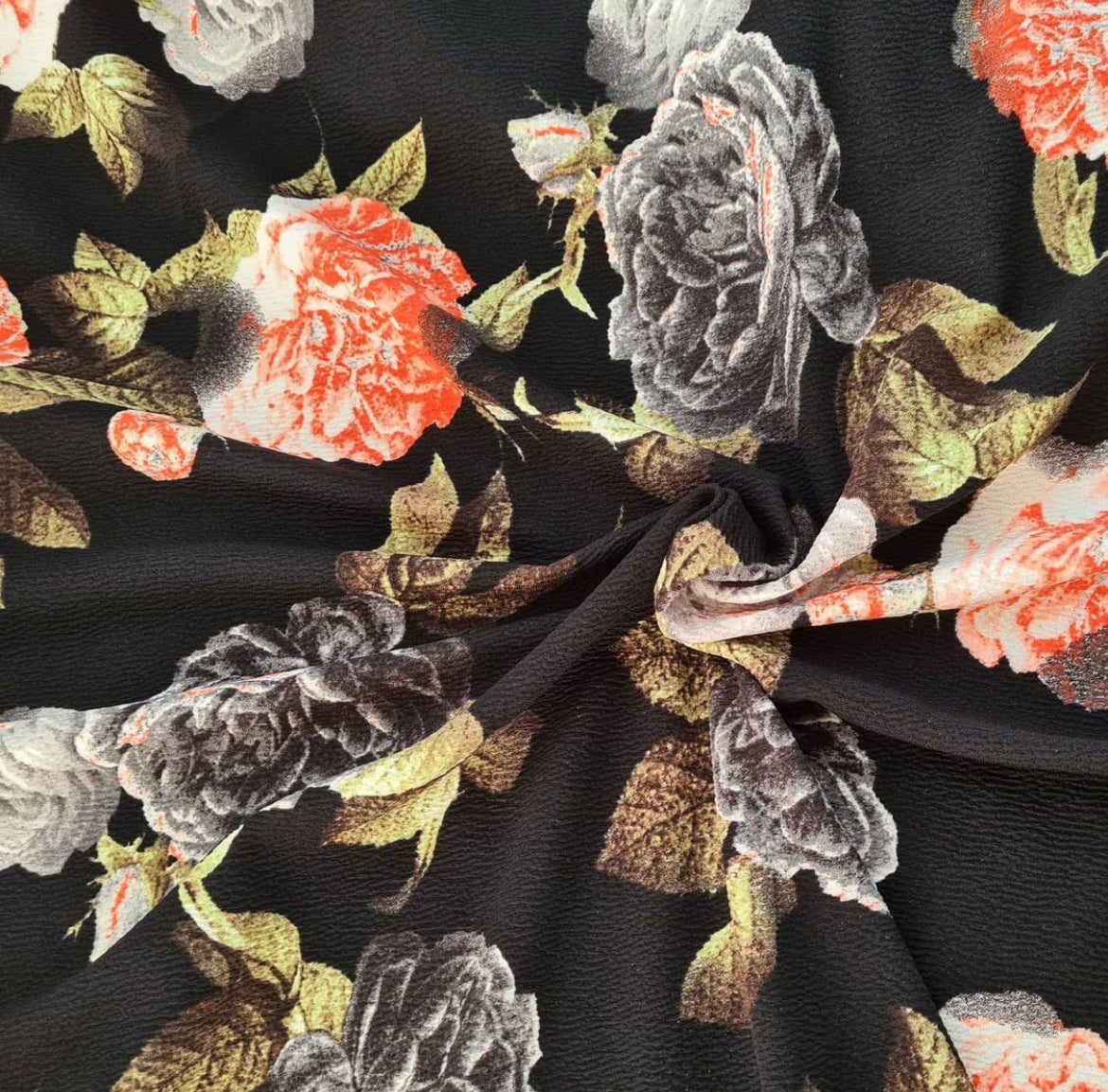 FS519 Floral Liverpool | Fabric | drape, Fabric, fashion fabric, Floral, Floral Leopard, Flower, limited, Liverpool, SALE, sewing, Stretchy, textured, Waffle | Fabric Styles
