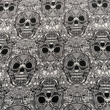 FS715_1 Skulls Knit Jersey Stretch Fabric White | Fabric | drape, elastane, Fabric, fashion fabric, Halloween, jersey, Knit, Knitwear, Loungewear, making, Polyester, Sale, sewing, Skirt, Skull, Stretchy, White | Fabric Styles