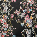 FS831 Black Floral | Fabric | fabric, Floral, jersey, Purple, sale, scuba, stretch | Fabric Styles